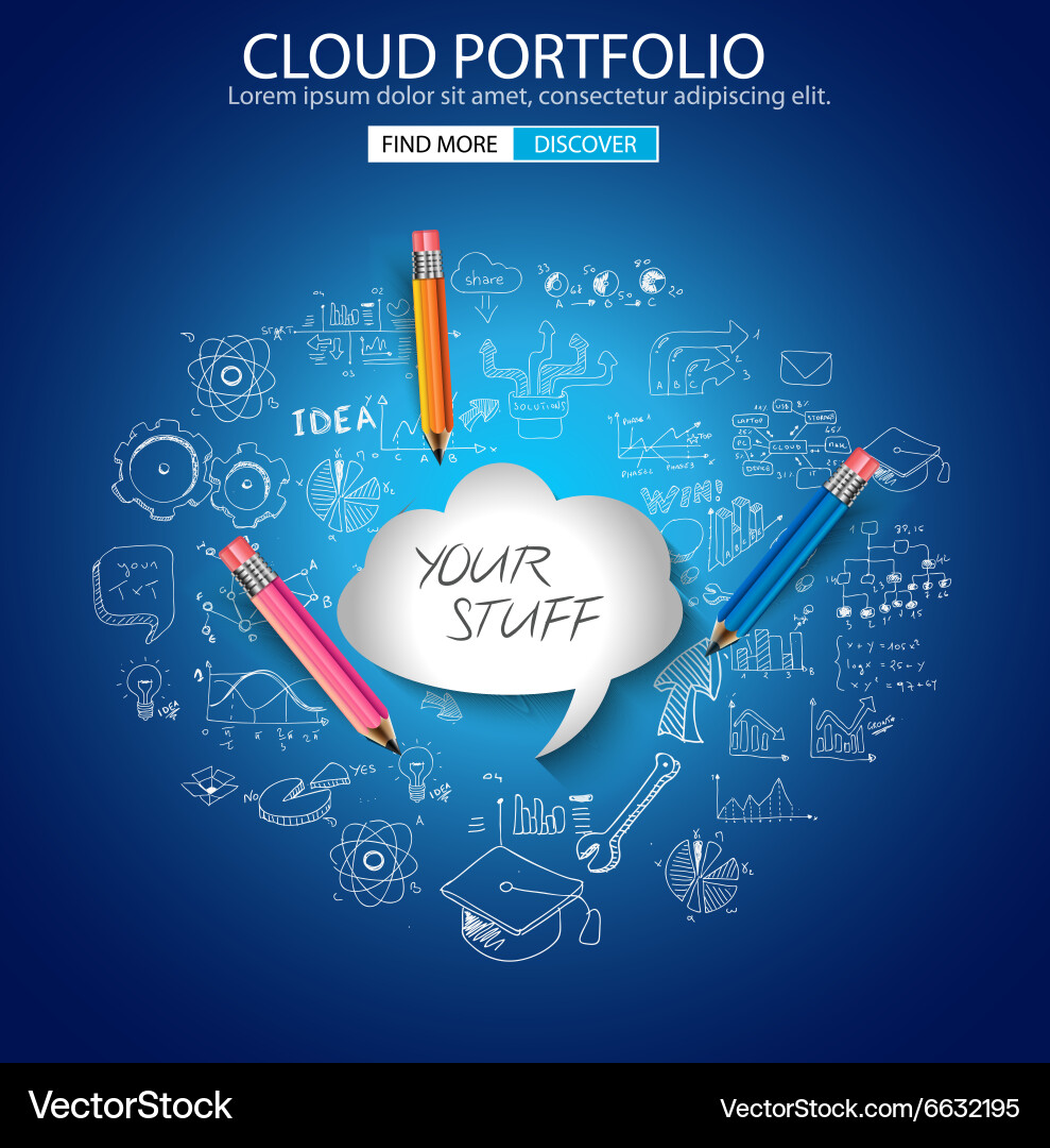 Cloud computing concept with doodle skeches Vector Image