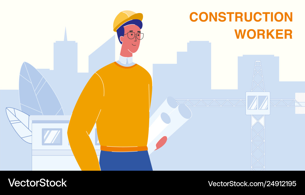 Construction Worker Web Banner Template Royalty Free Vector