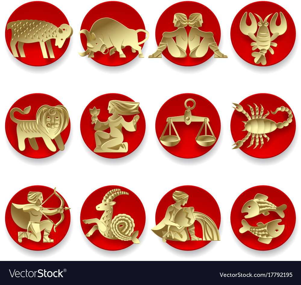 Gold Zodiac Signs Royalty Free Vector Image - VectorStock