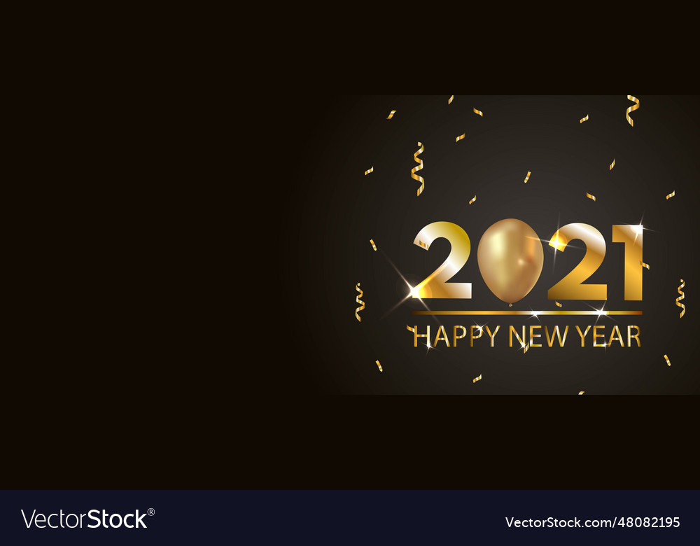 Happy new year background with gold ribbon Vector Image