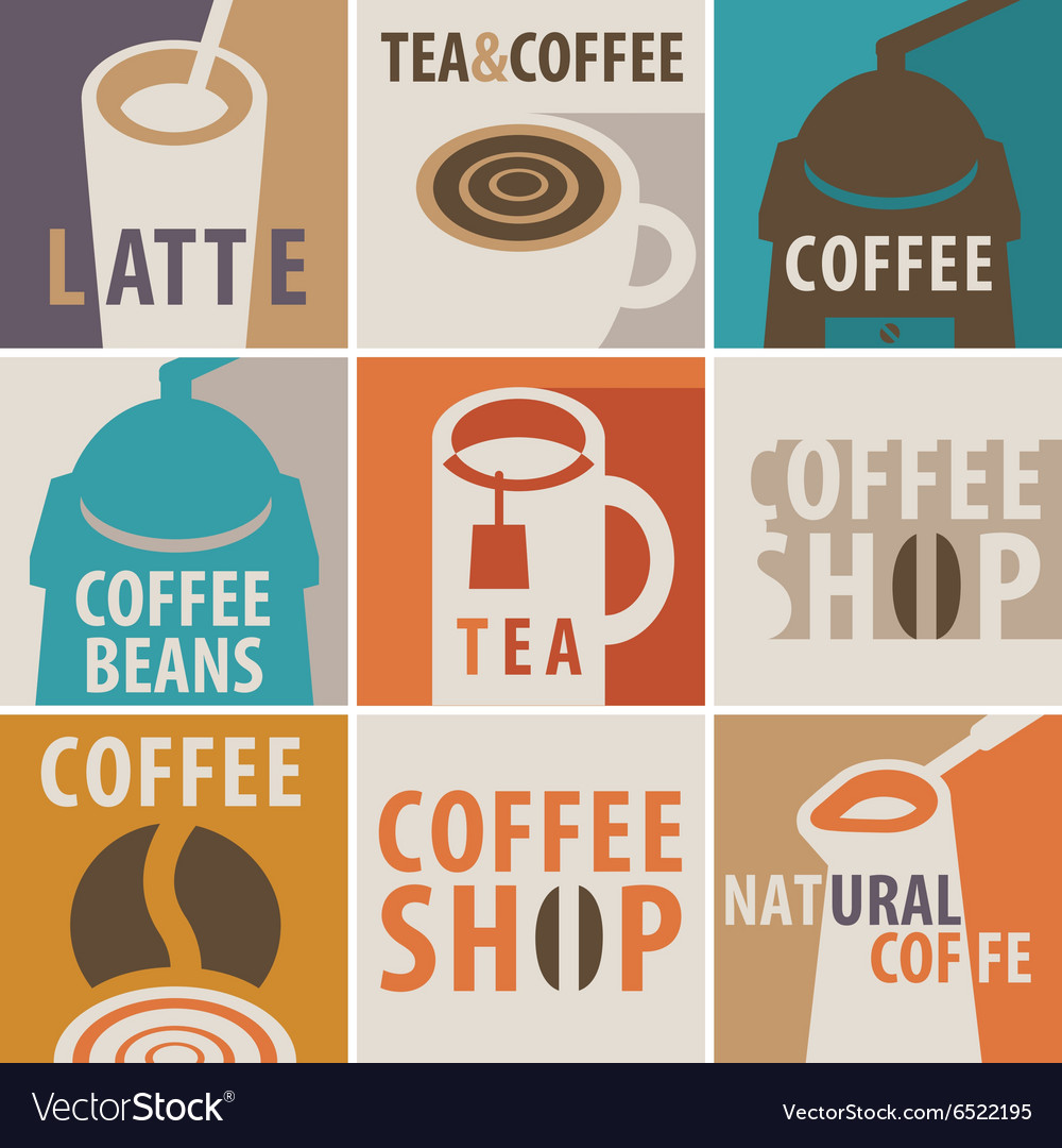 Icons on a theme of coffee and tea Royalty Free Vector Image