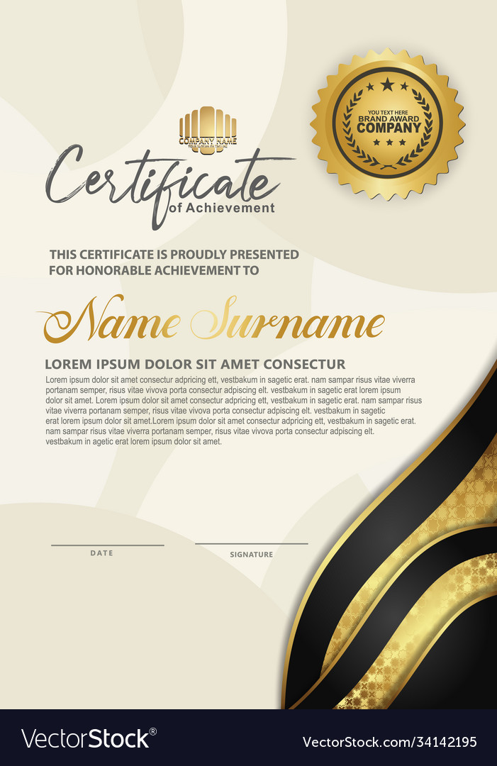 Luxury vertical modern certificate template Vector Image