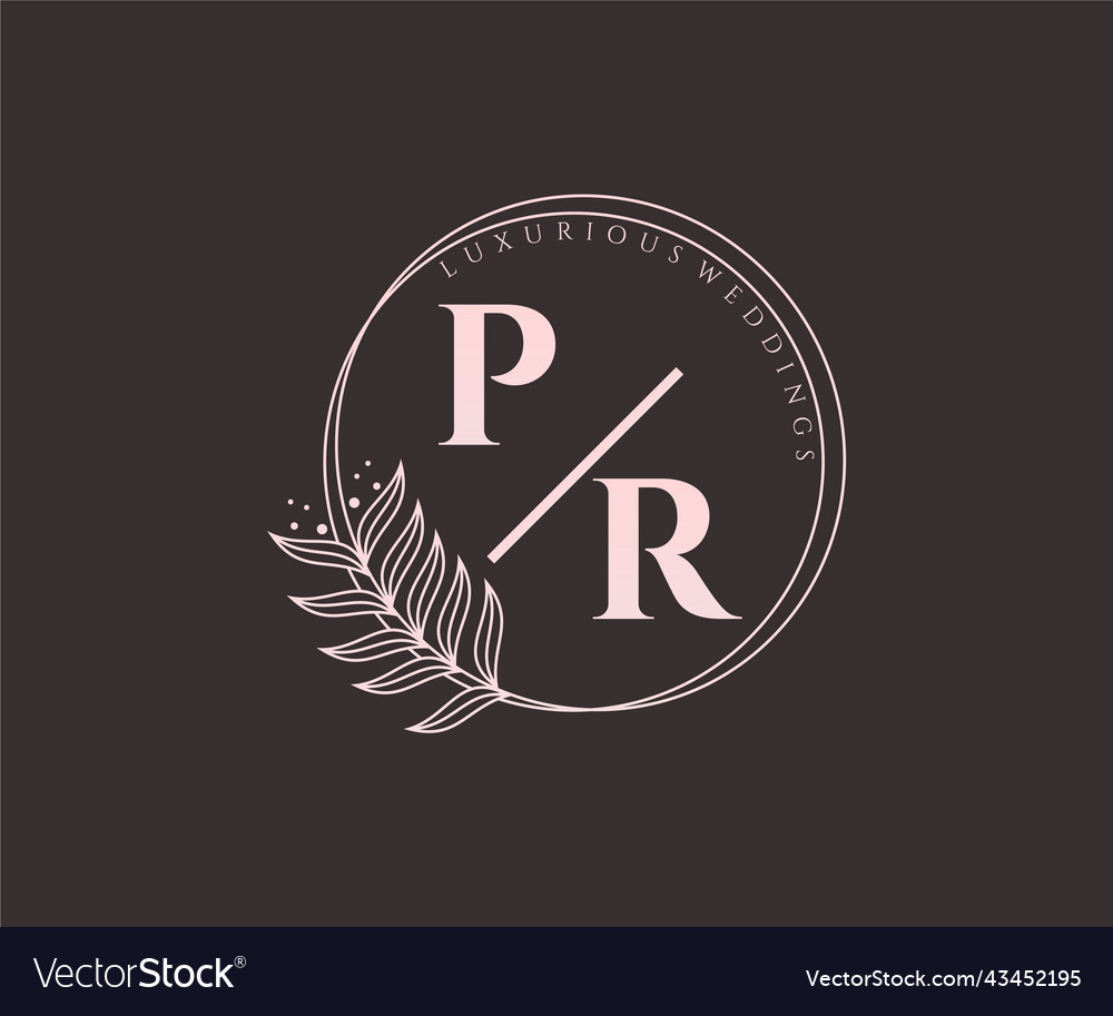 Pr initials letter wedding monogram logos Vector Image