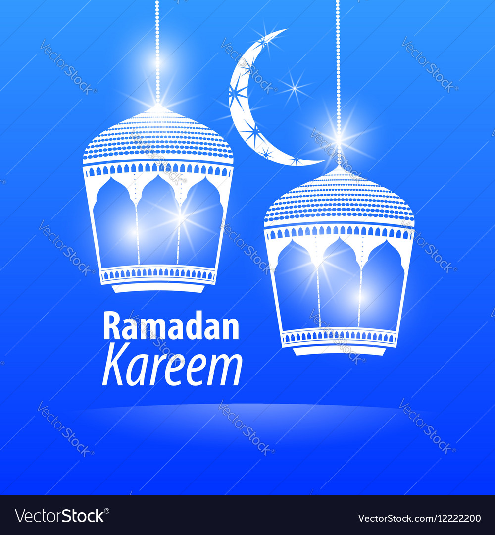 Blue flat simple ramadan kareem Royalty Free Vector Image