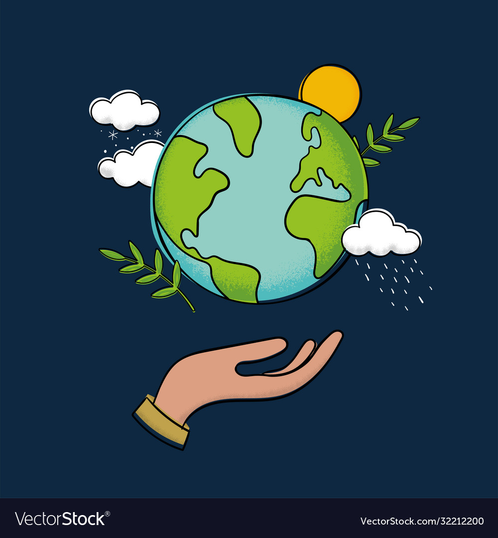 Hand Drawn Planet Earth Concept Day Design Vector Image