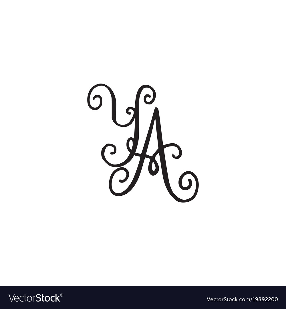 Handwritten monogram ya icon Royalty Free Vector Image