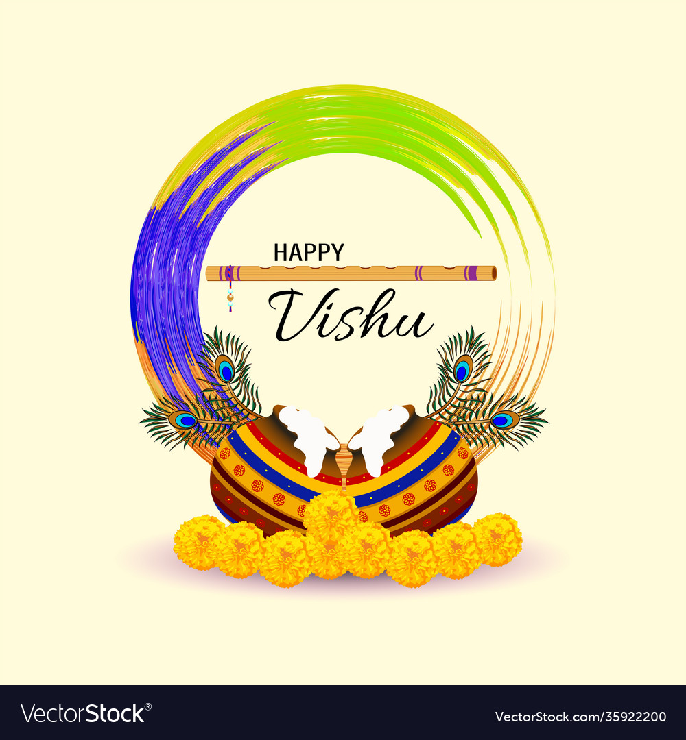 Happy vishu kerala festival with vishu kanivishu Vector Image