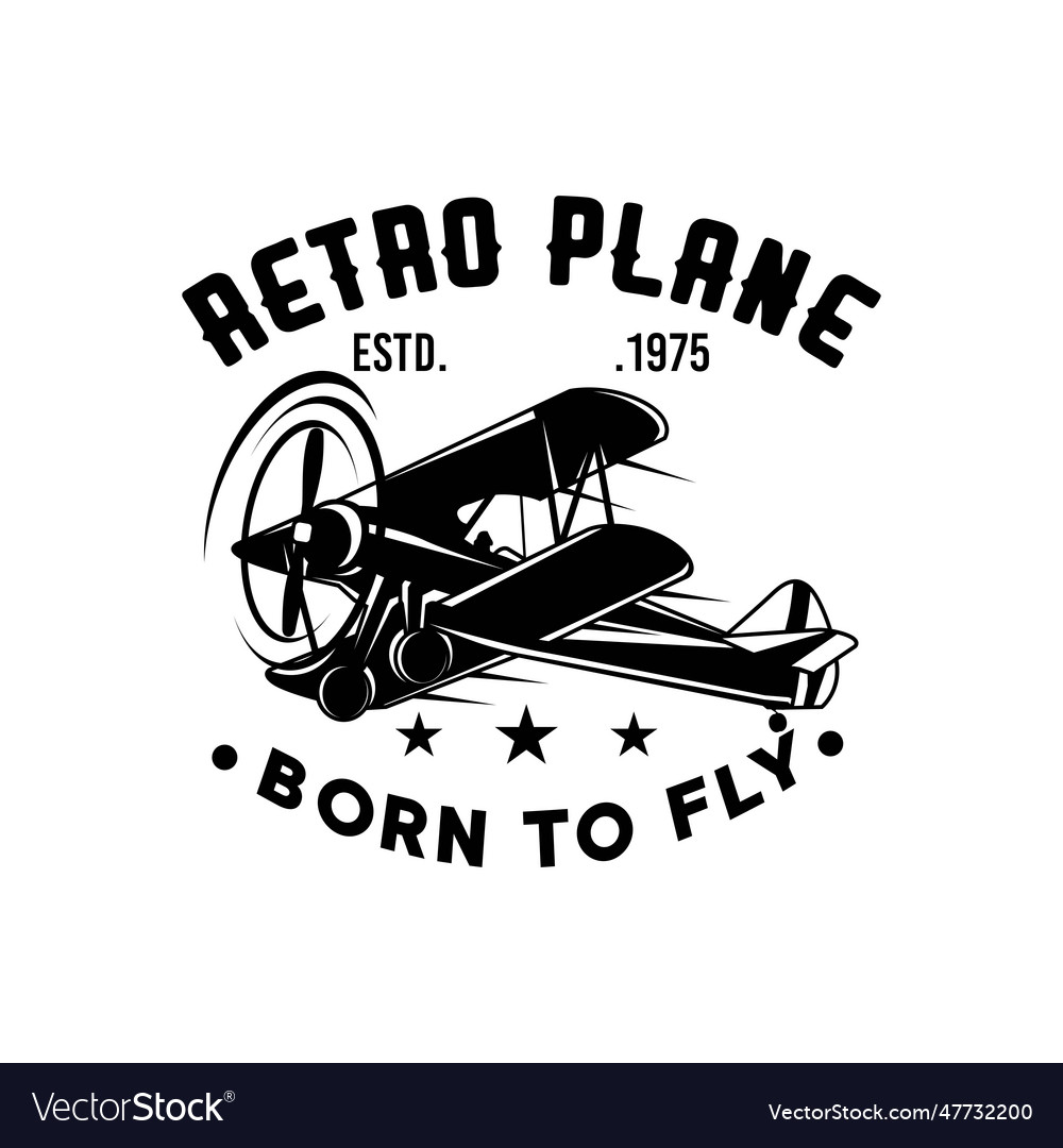 Vintage retro airplane with emblem logo design Vector Image