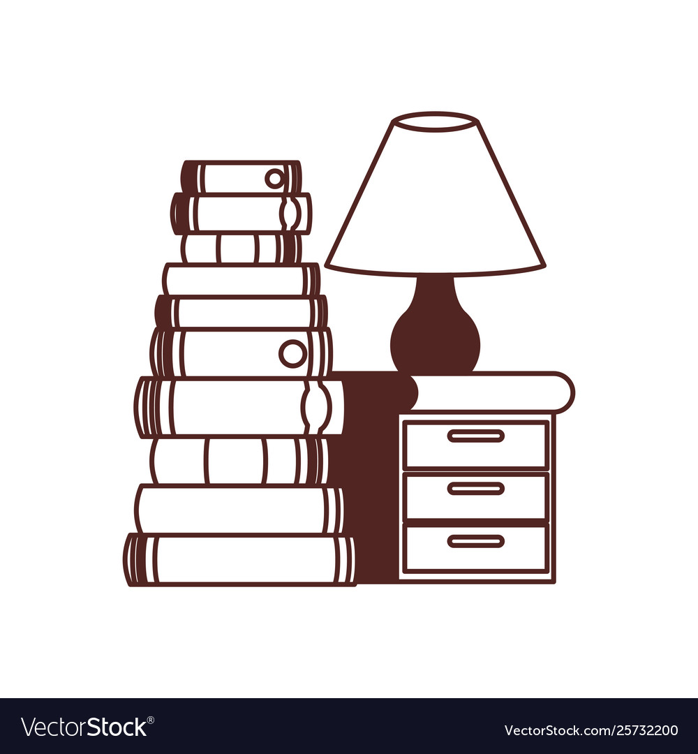 Wooden Drawer With Stack Books In White Royalty Free Vector