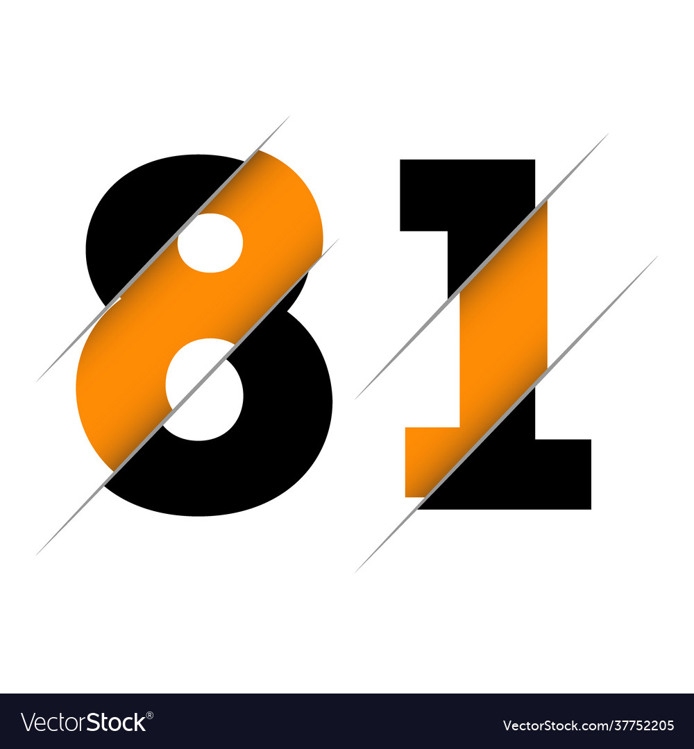 81 8 1 number logo design with a creative cut Vector Image