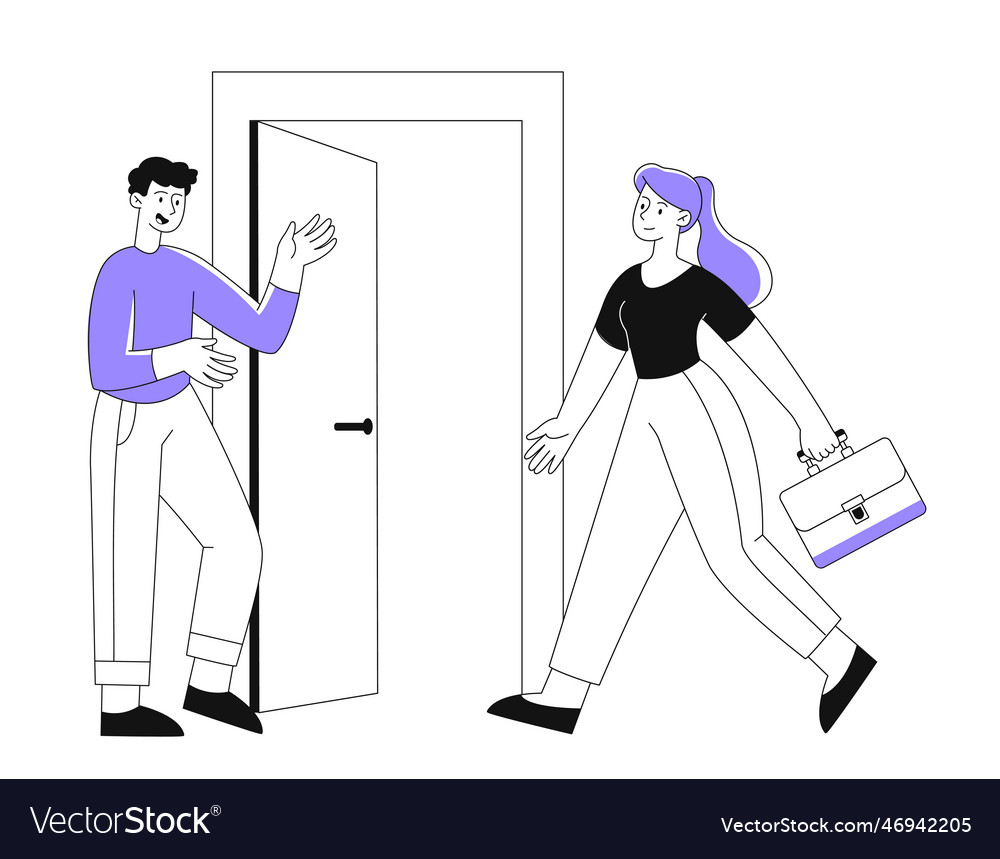 Businessman invites woman Royalty Free Vector Image