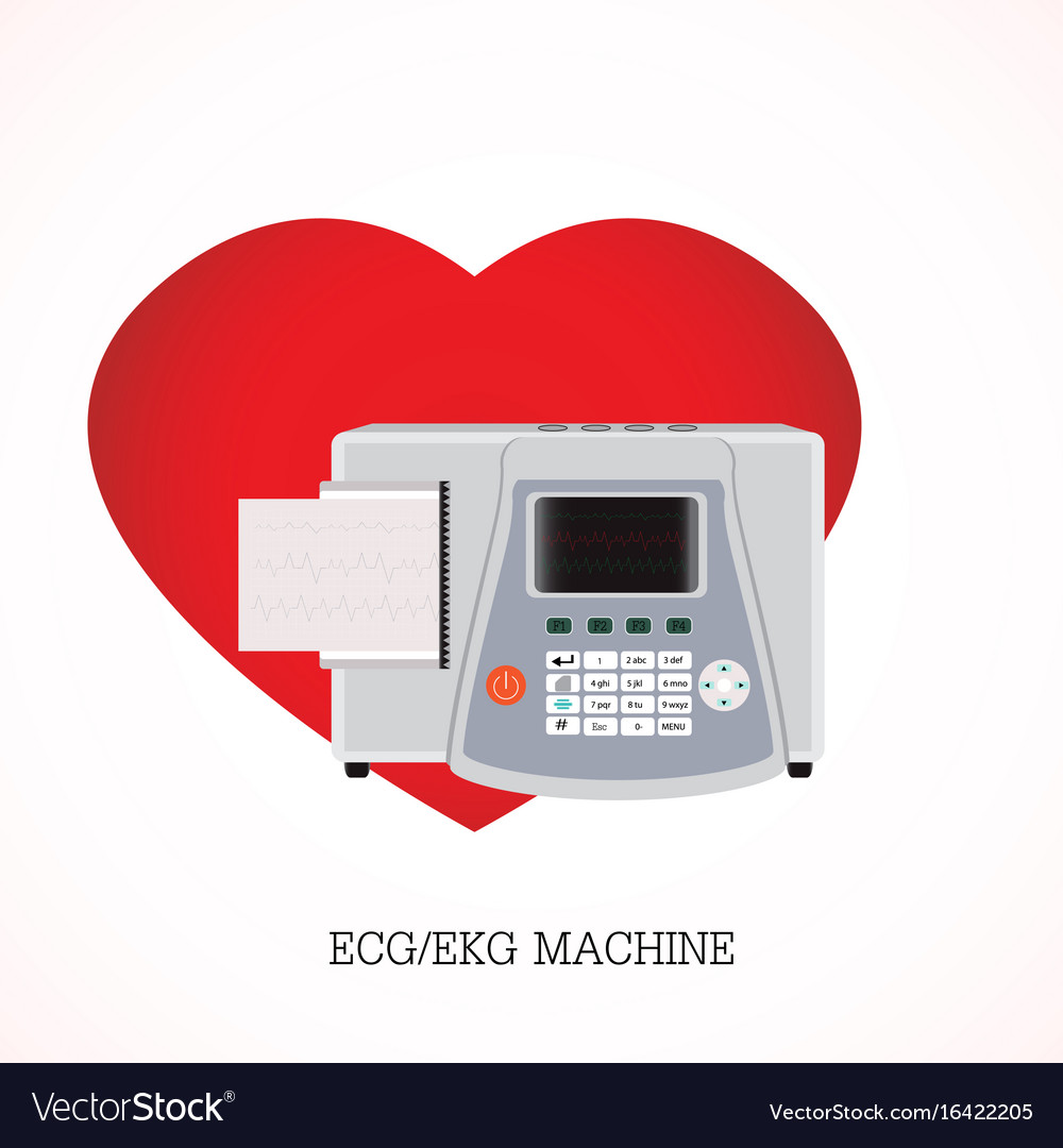 ecg-or-ekg-machine-with-an-integrated-printer-vector-image