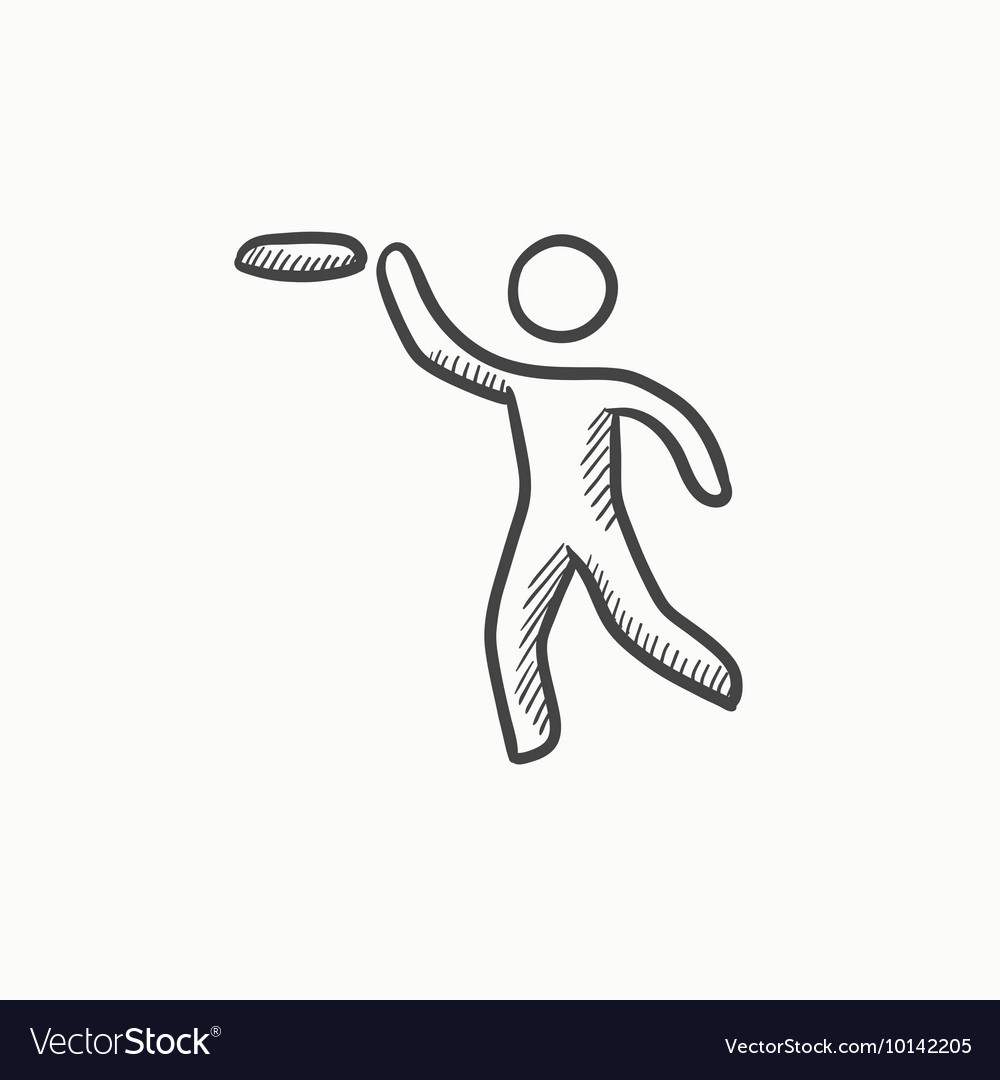 Man with flying disc sketch icon Royalty Free Vector Image