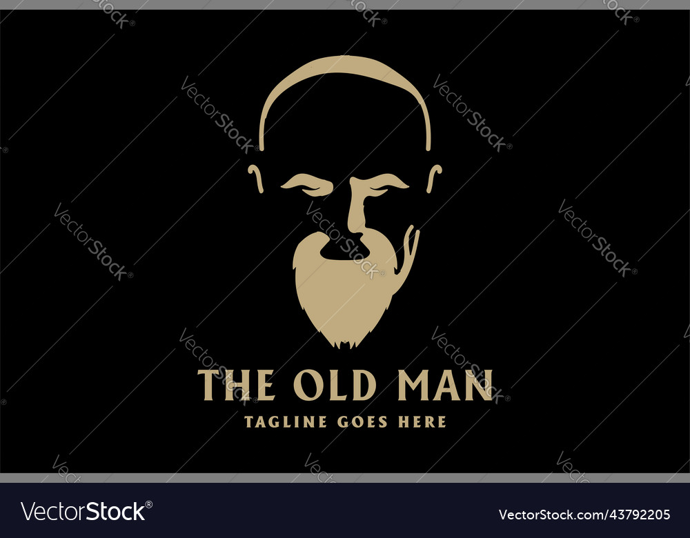 Simple minimalist old man head silhouette Vector Image