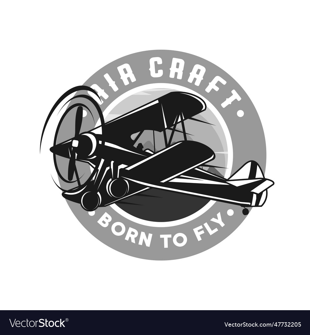 Vintage retro airplane with emblem logo design Vector Image