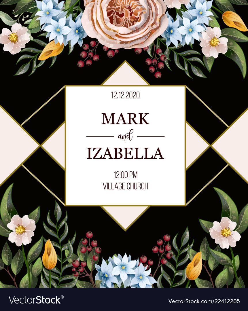 Wedding invitation with english roses