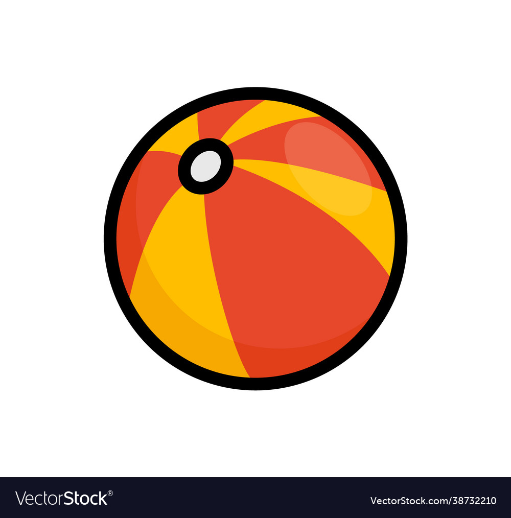 Beach ball flat icon summer vector image Beach ball flat icon summer