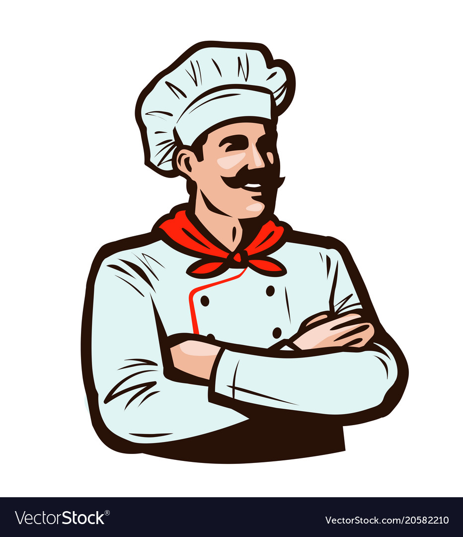 Cheerful chef in cook hat cooking food concept Vector Image