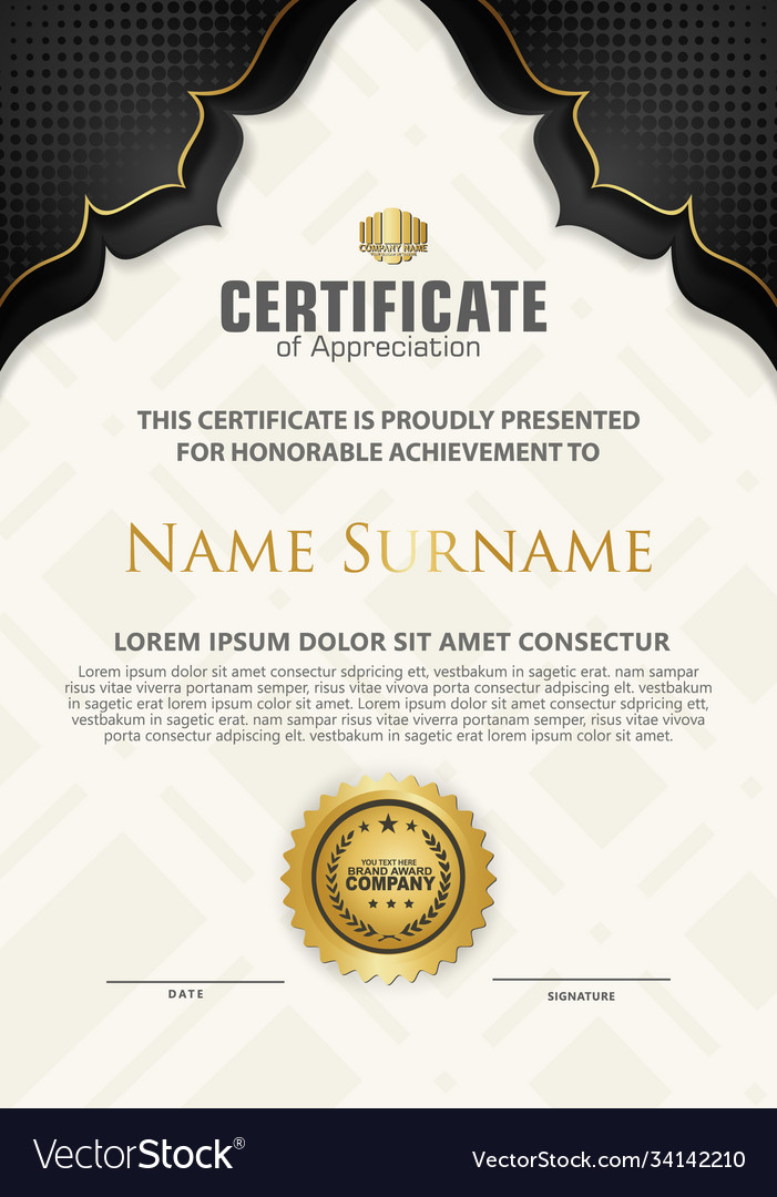 Luxury vertical modern certificate template Vector Image