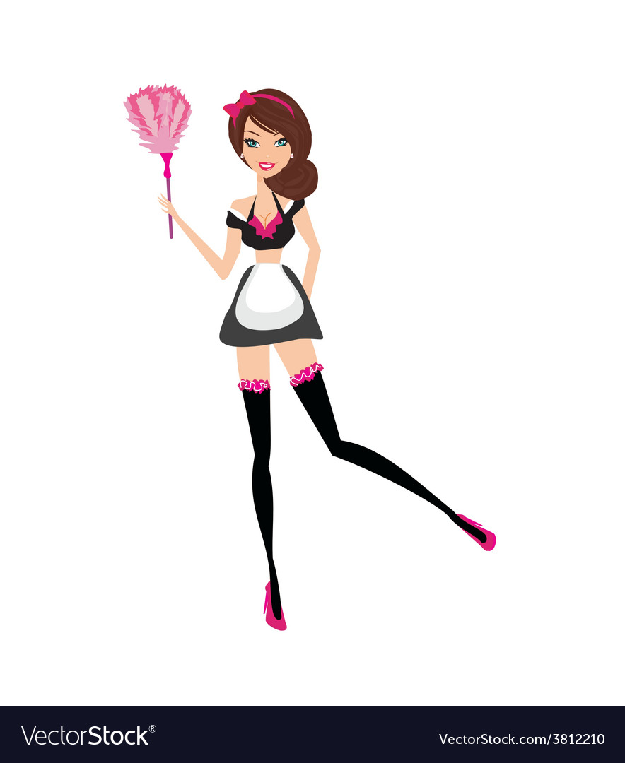 Sexy pinup style french maid Royalty Free Vector Image