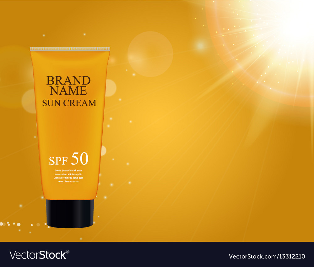 Sun care cream bottle tube template for ads Vector Image