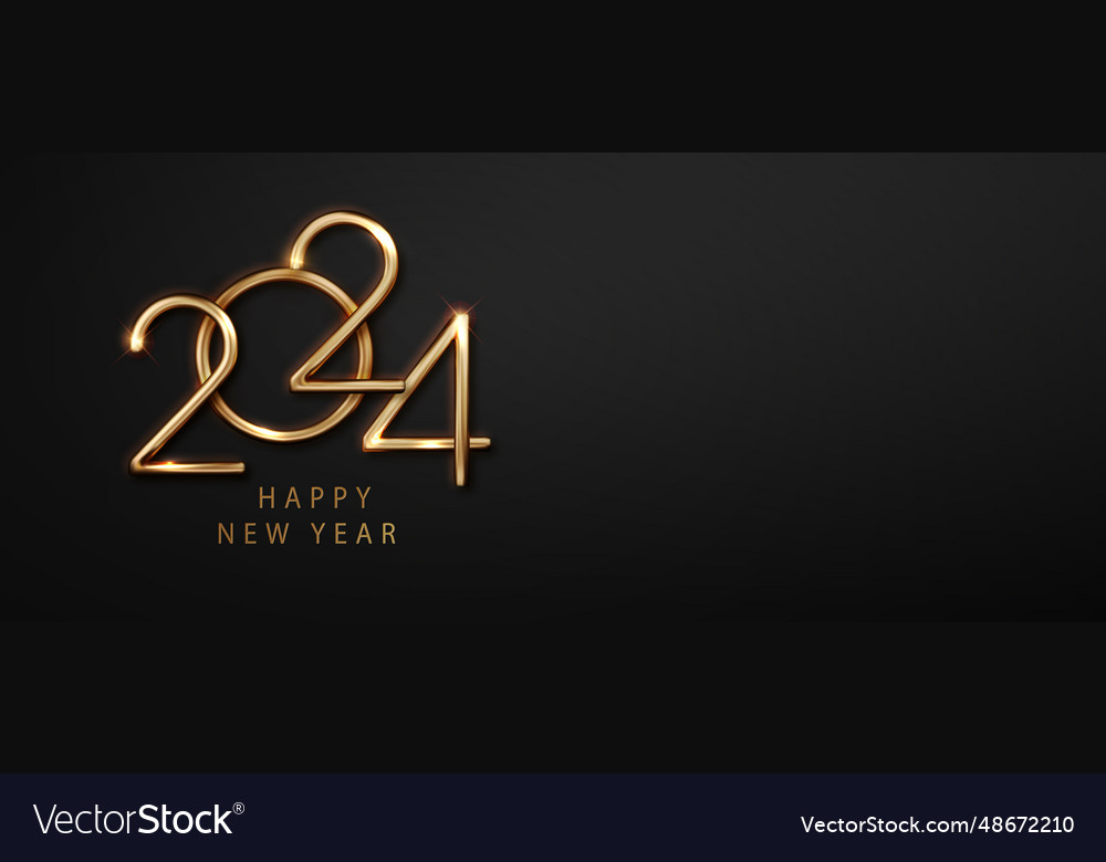 Welcome 2024 in elegant style gold Royalty Free Vector Image