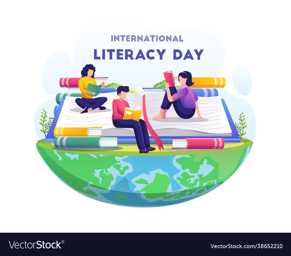 World literacy day people celebrate literacy day Vector Image