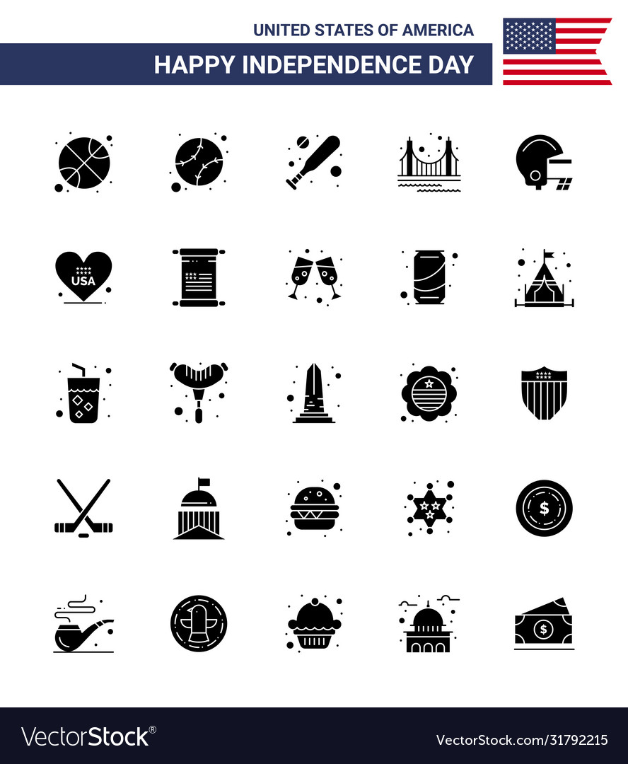 4th july usa happy independence day icon symbols Vector Image