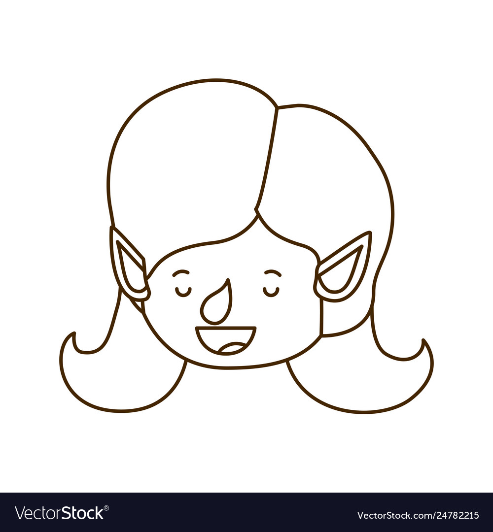 Elf woman head avatar character Royalty Free Vector Image