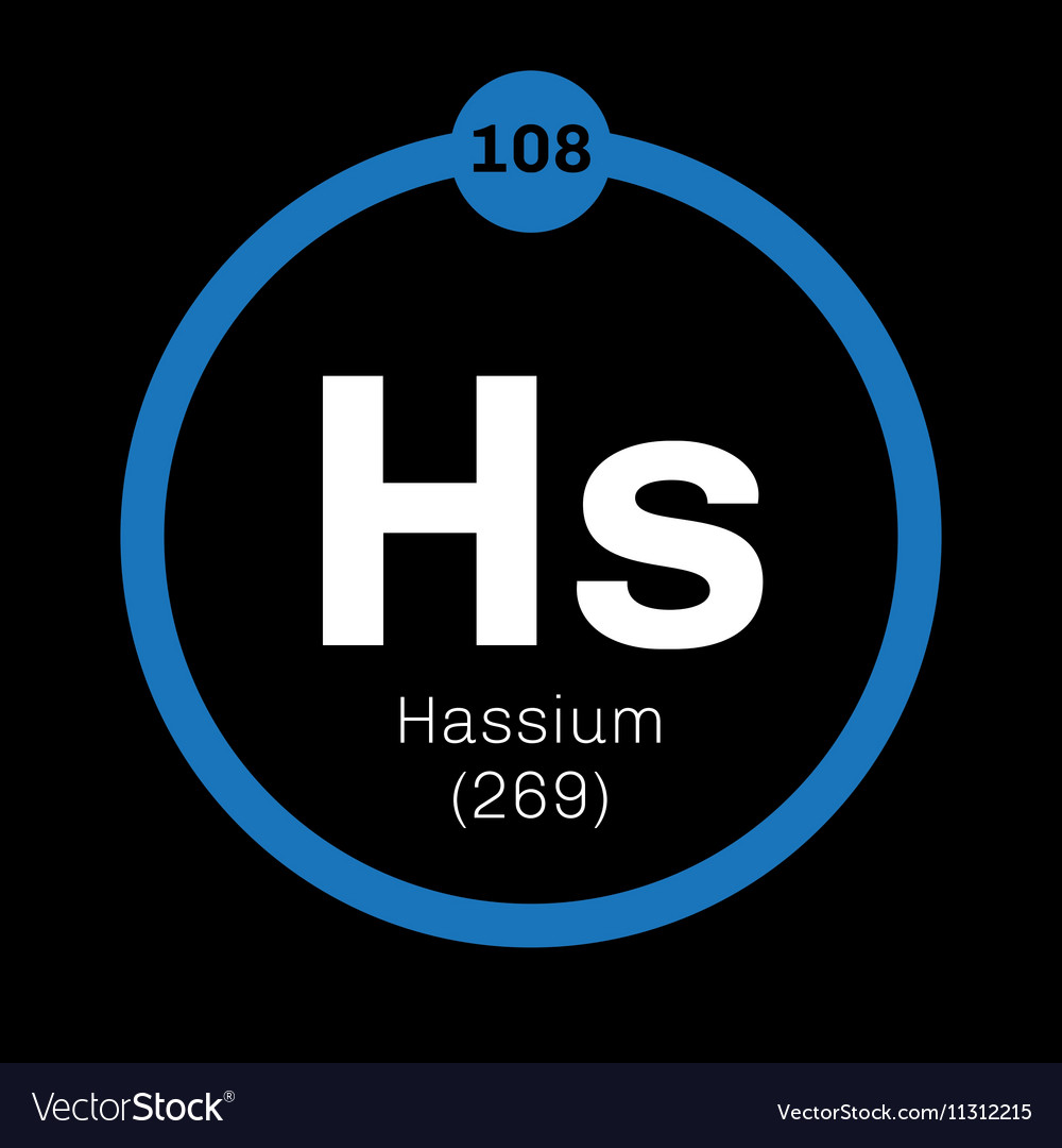 Hassium chemical element Royalty Free Vector Image