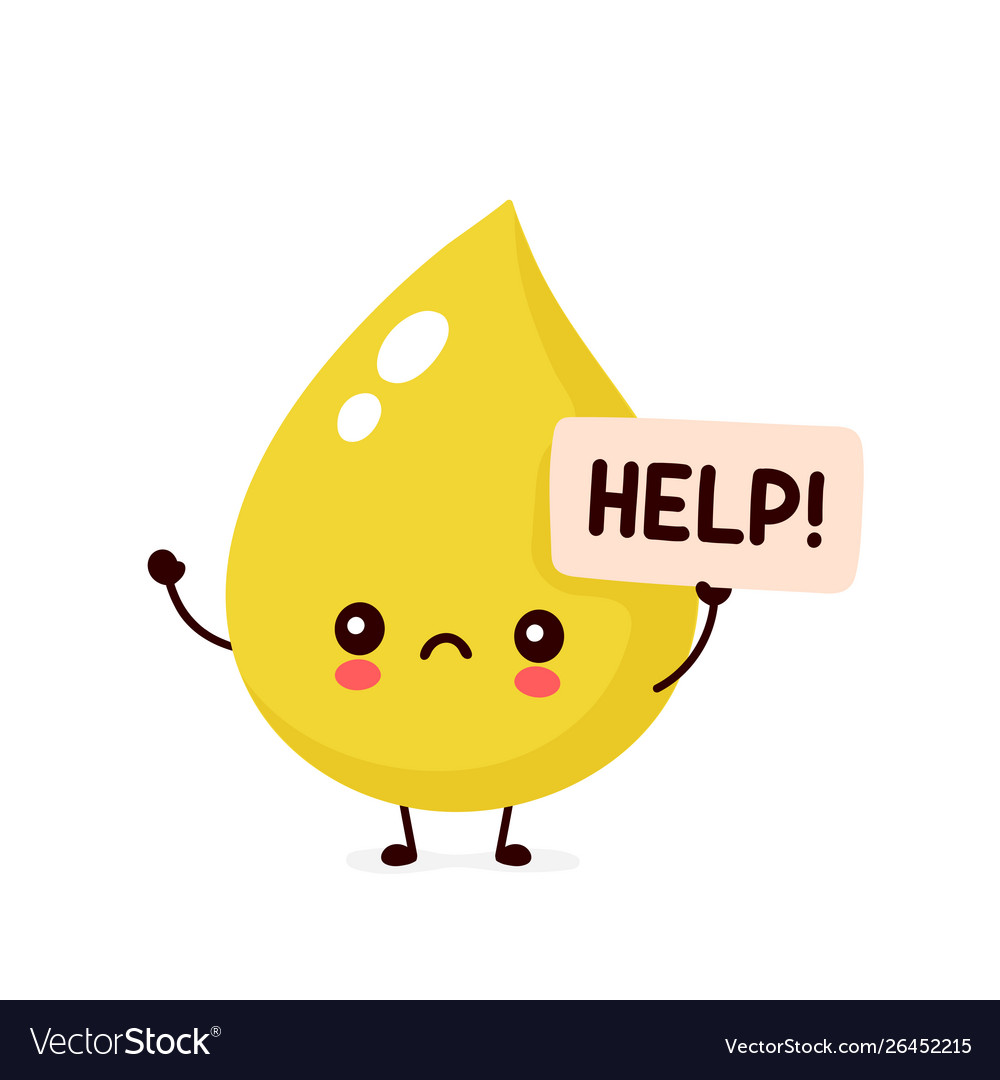 Sad sick urine drop asks for help Royalty Free Vector Image