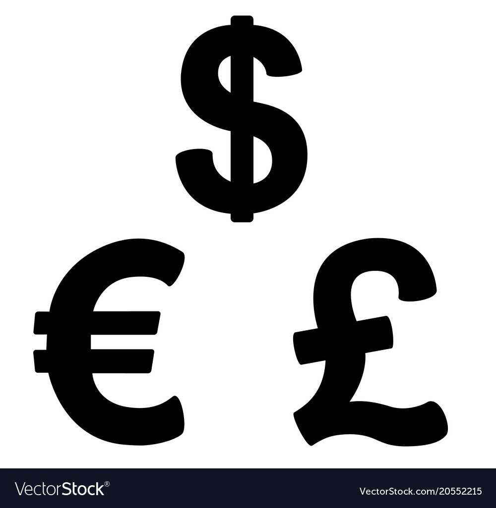 Set Currency Symbols Black And White Royalty Free Vector