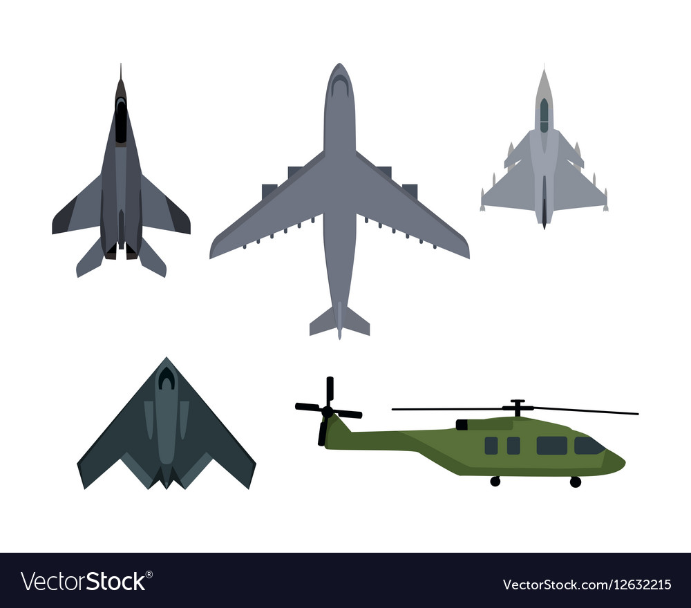 Set military aircraft Royalty Free Vector Image