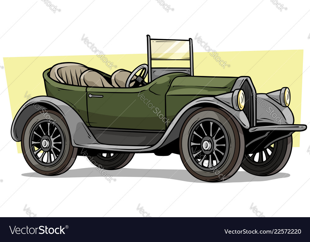 Cartoon Retro Vintage Luxury Convertible Car Vector Image