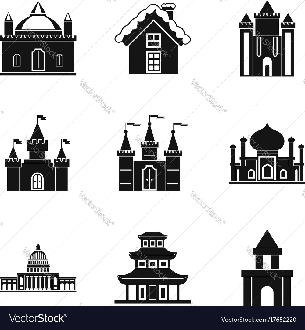 Chattels real icons set simple style Royalty Free Vector