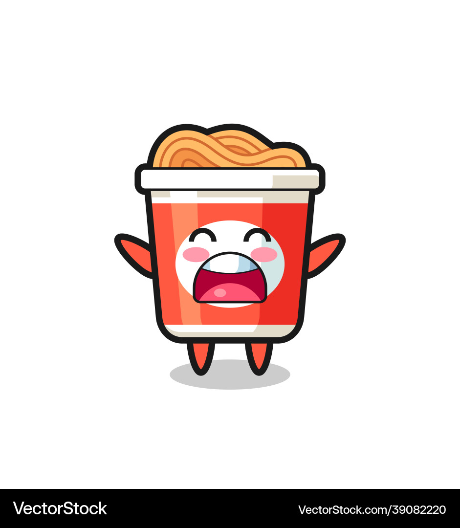 Cute instant noodle mascot with a yawn expression Vector Image