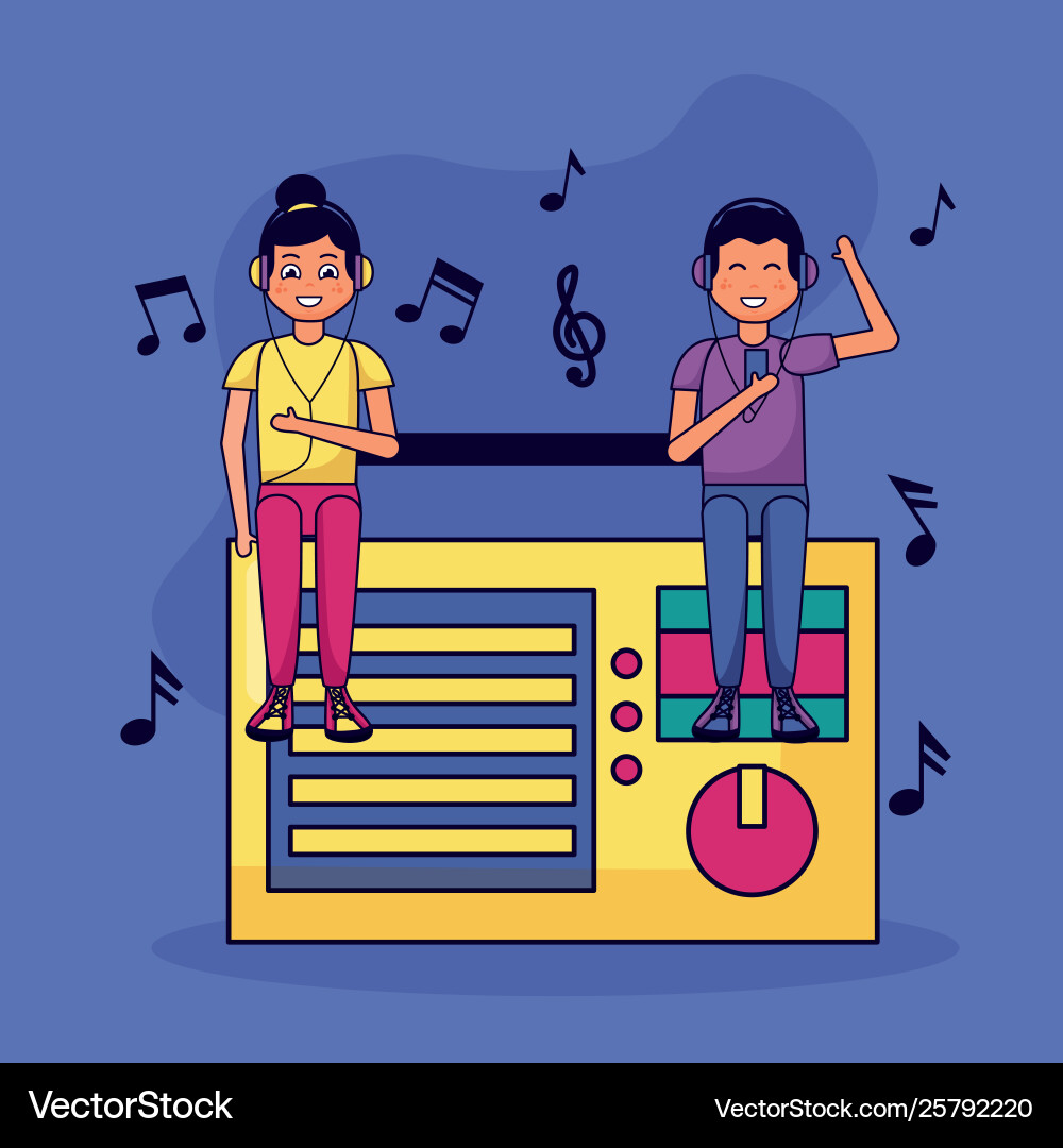 People listening music Royalty Free Vector Image