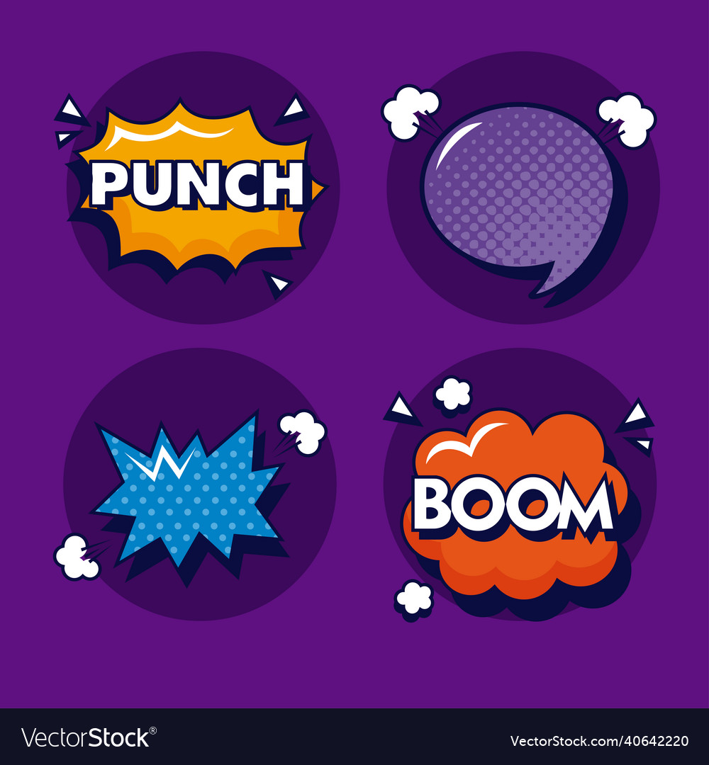 Pop art four expressions Royalty Free Vector Image