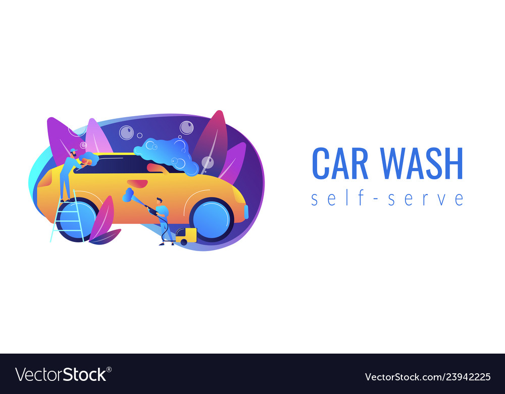 Car Wash Service Concept Banner Header Royalty Free Vector
