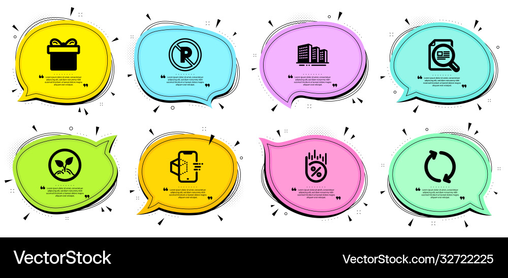 Gift box buildings and refresh icons set startup Vector Image