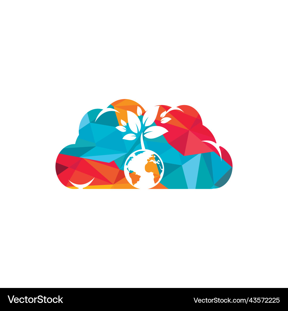 Globe tree with cloud logo design template Vector Image