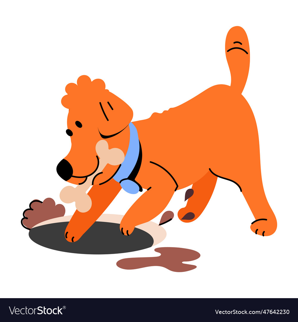 Puppy digging Royalty Free Vector Image - VectorStock