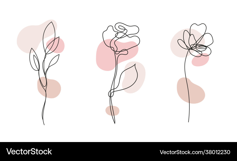 Set hand drawn single continuous line Royalty Free Vector