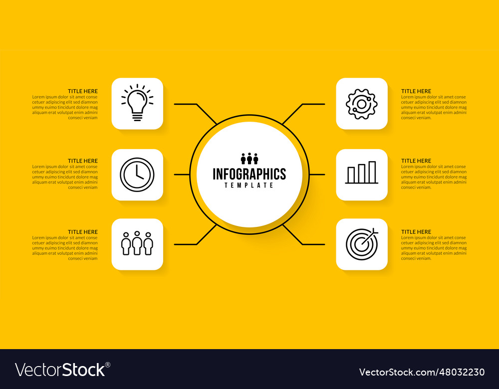 Workflow infographic template design with 6 Vector Image