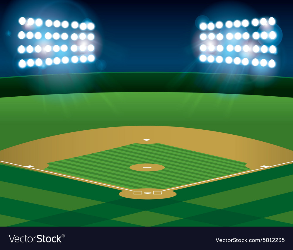 Baseball field at night Royalty Free Vector Image