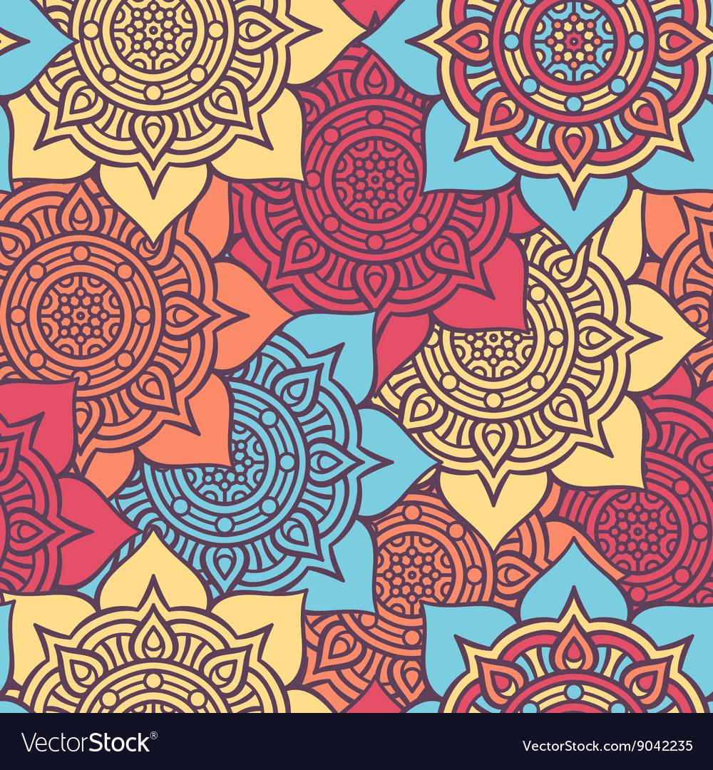 Ethnic floral seamless pattern Royalty Free Vector Image