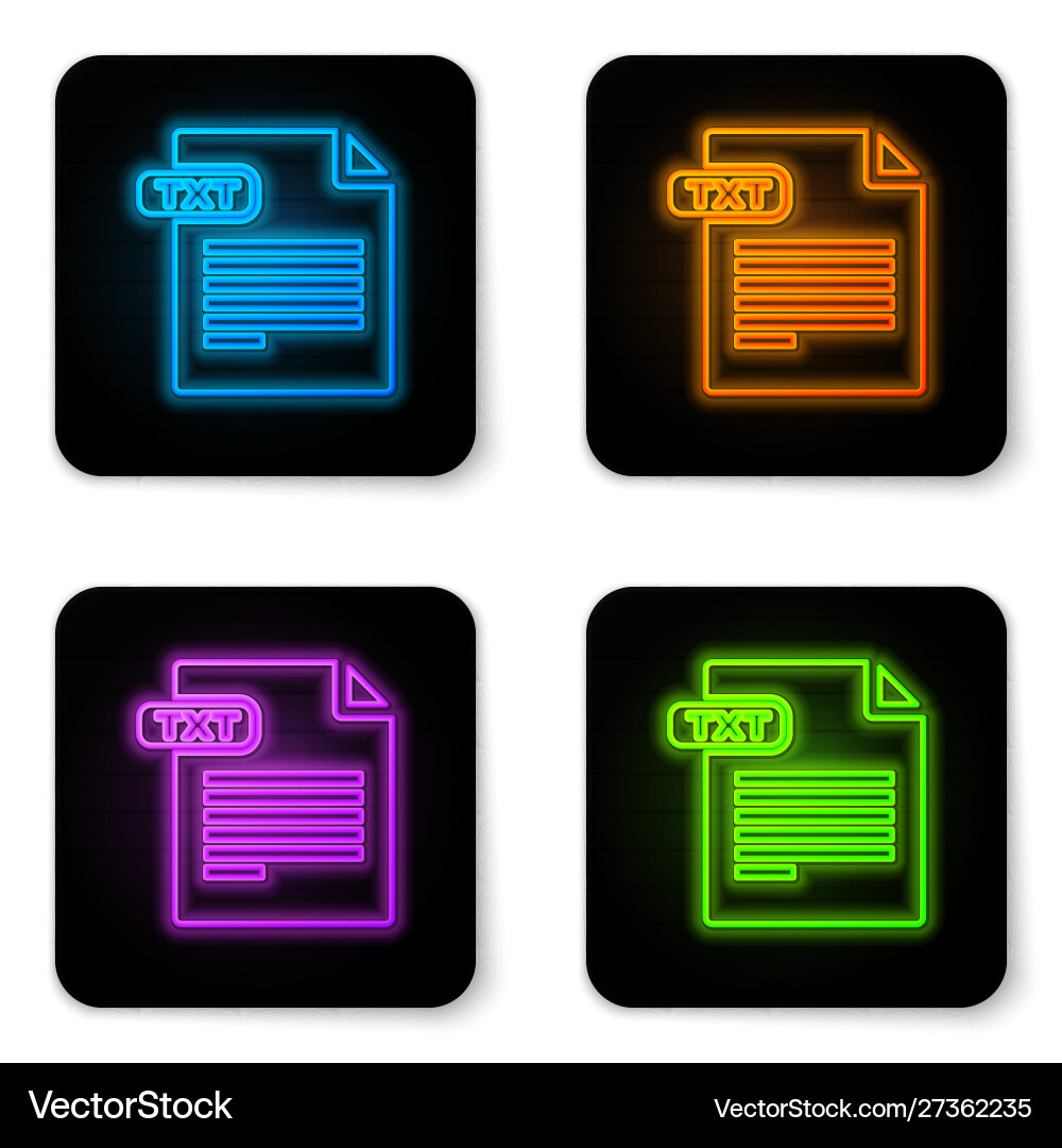 Glowing neon txt file document download Royalty Free Vector