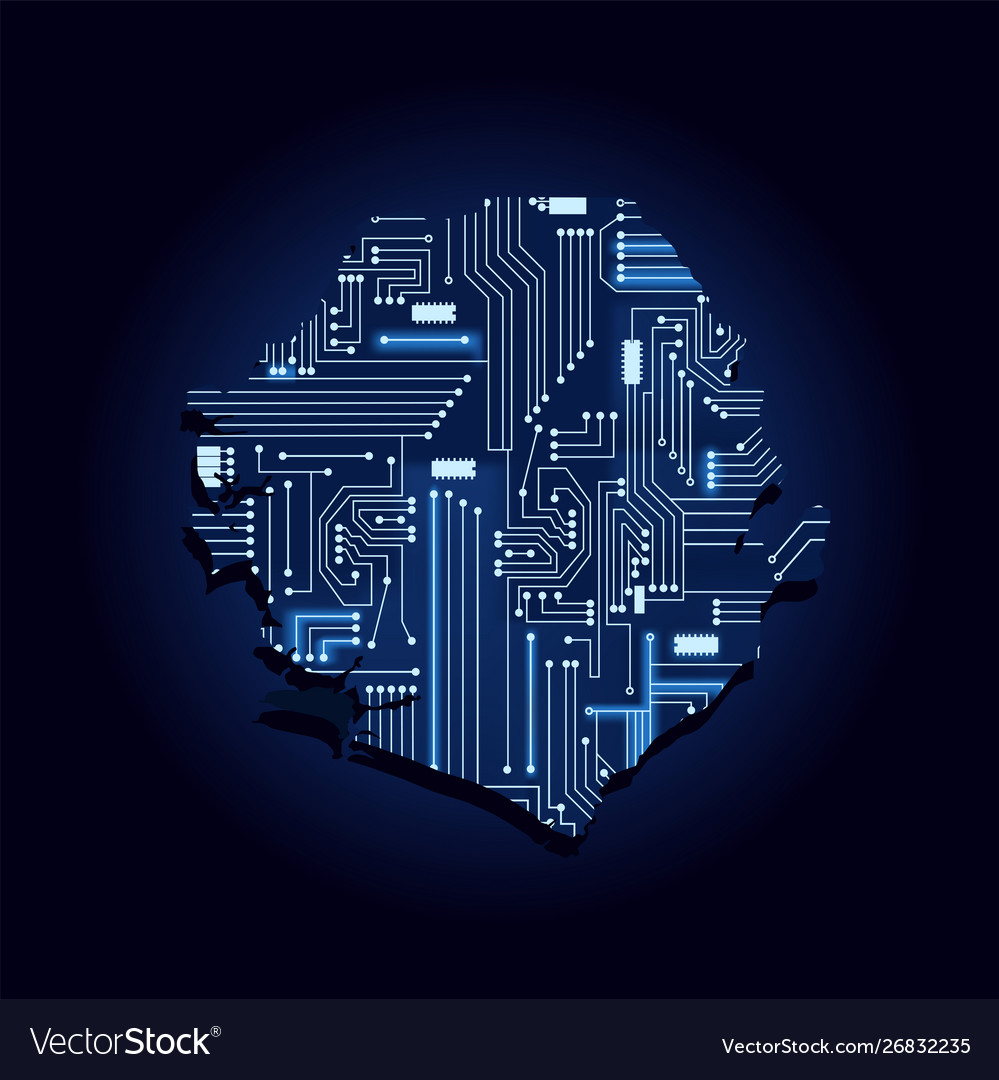 Map sierra leone with electronic circuit Vector Image