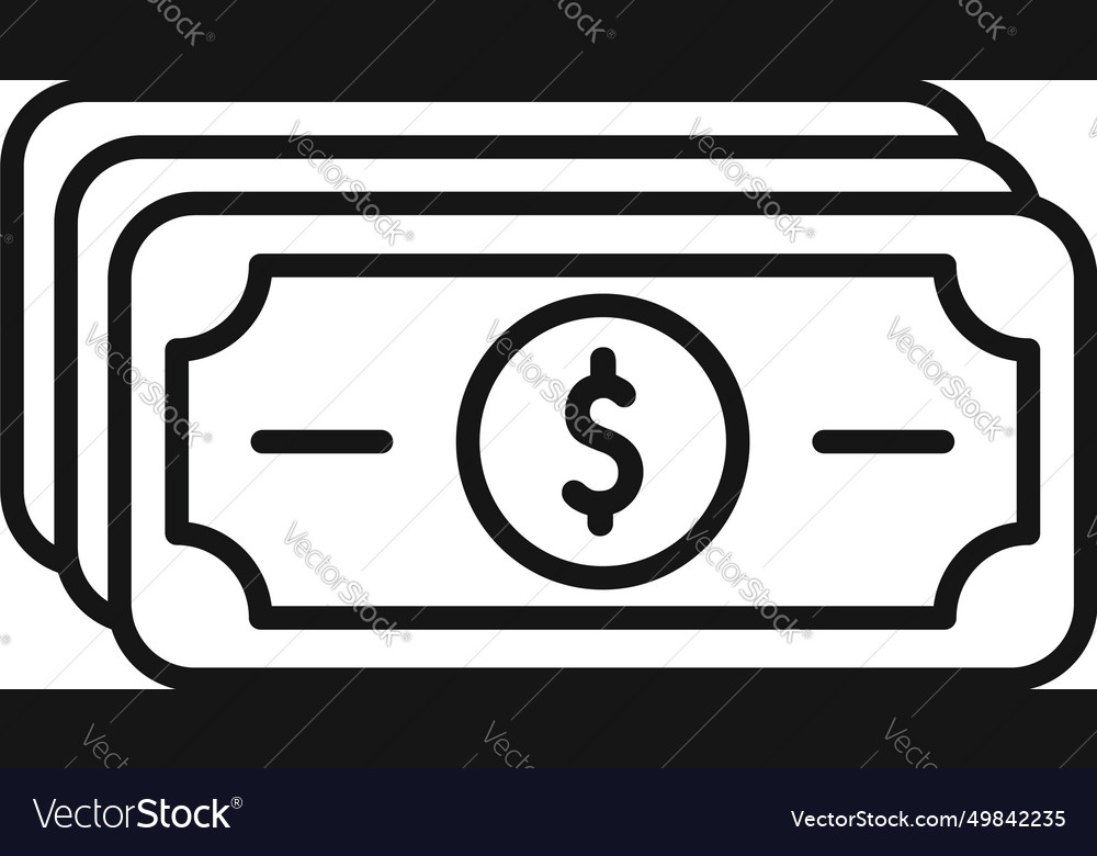 Money cash support icon outline finance Royalty Free Vector