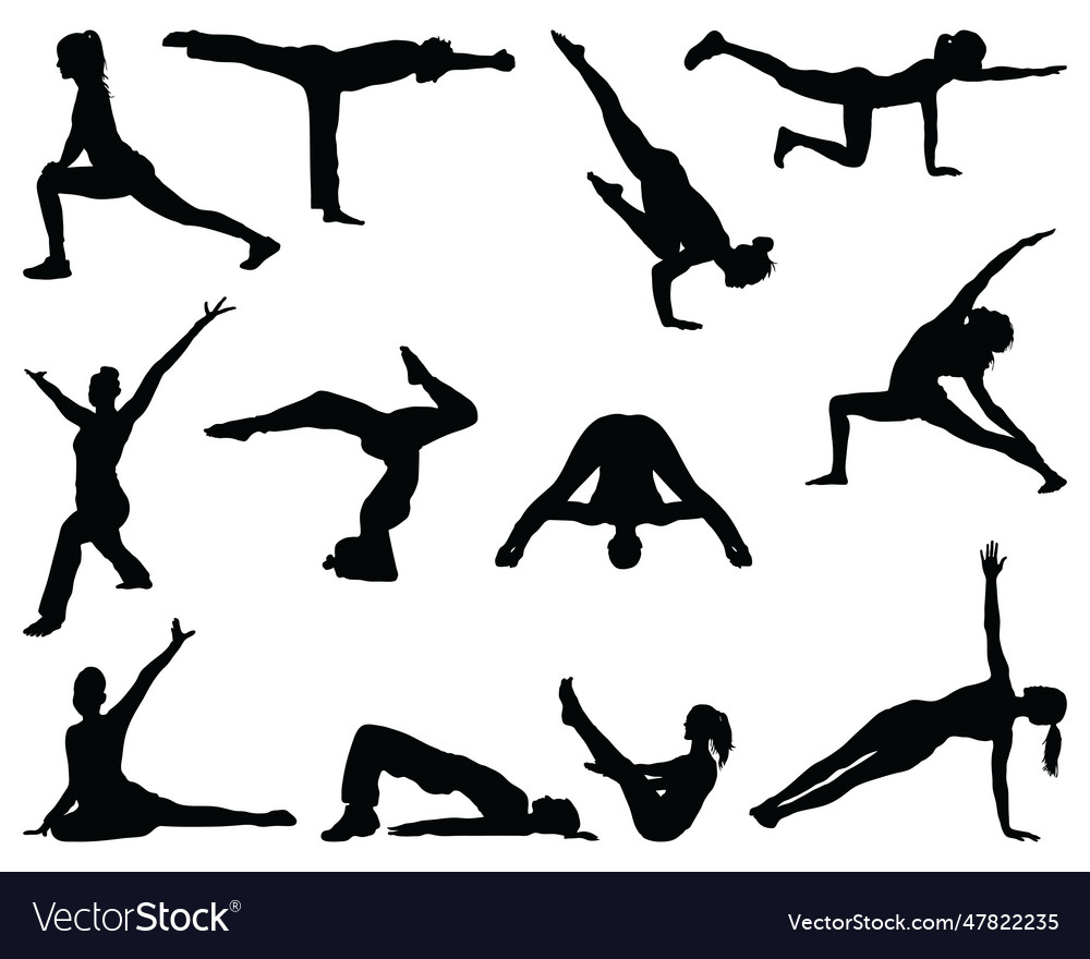 Silhouettes of fitness and yoga Royalty Free Vector Image